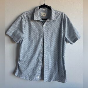 Bixby Nomad Men's Blue Fish Patterned Short Sleeve Button Down Shirt- Slim Fit